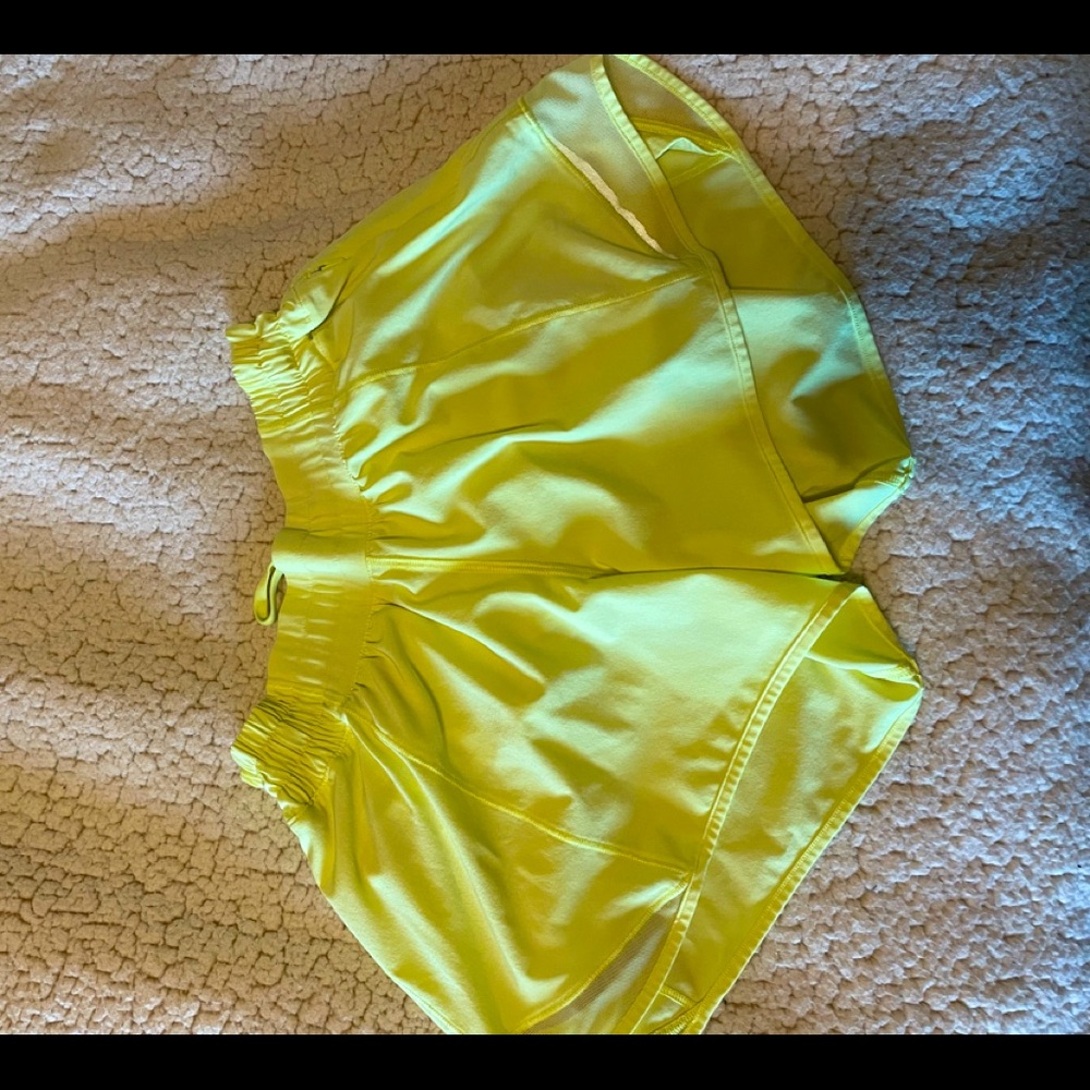 Neon yellow Lululemon shorts
